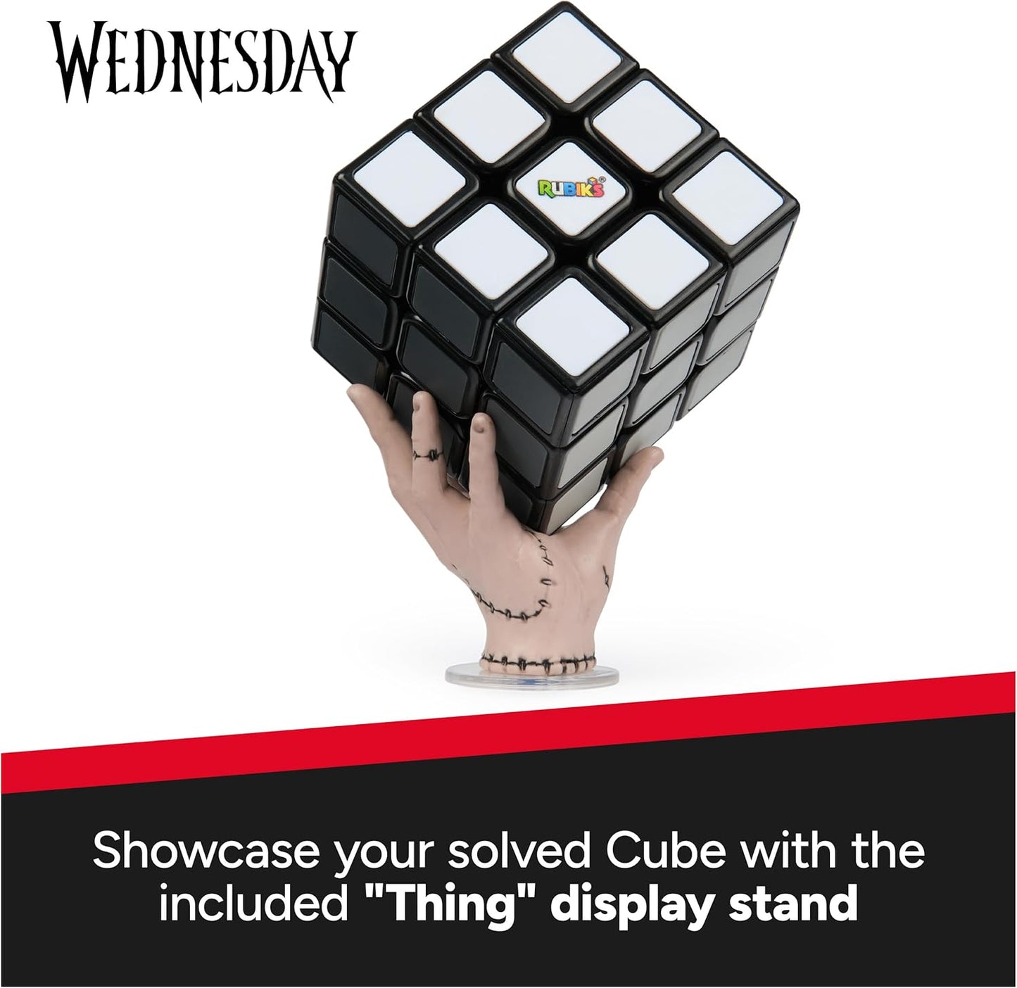 Rubik’s Cube Greyscale Wednesday Cube from The Hit TV Series Wednesday, Problem-Solving Challenging Brain Teaser Fidget Toy, Adults & Kids Ages 8+