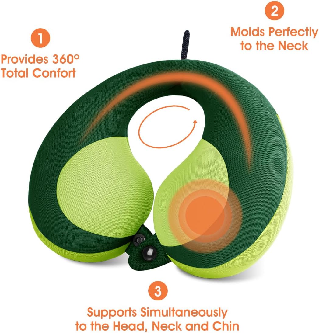 INFANZIA Kids Chin Supporting Travel Neck Pillow, Helps Support Head and Neck, Comfortably Designed for Head, Neck, and Chin Support - Gifts for Toddler/Child/Kids, Green