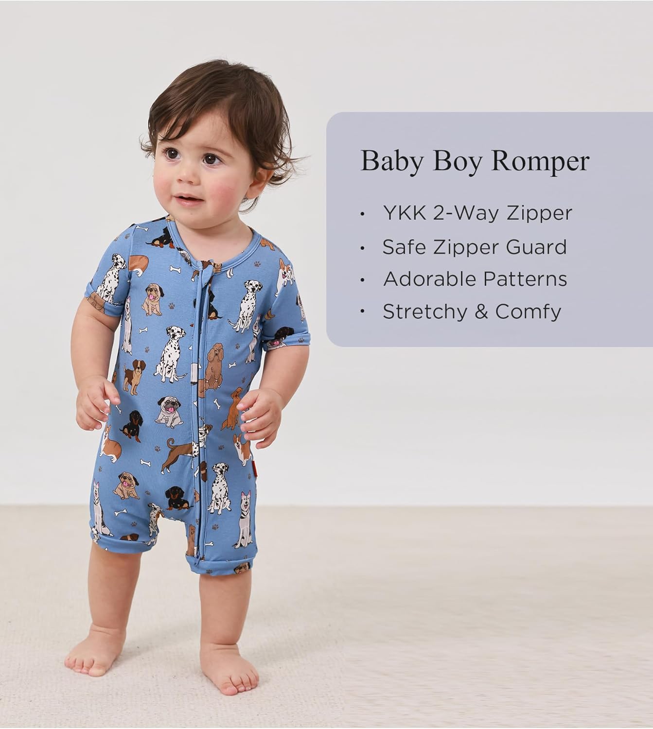 Baby Boys Bamboo Viscose Short Sleeve Romper Soft Comfy Infant Summer Jumpsuit