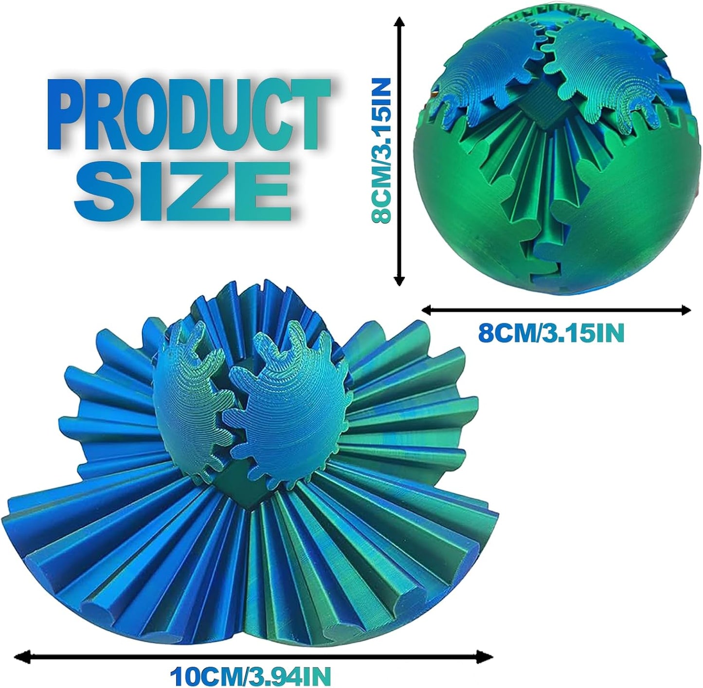 Gear Ball, 3D Printed Gear Ball, Spin ADHD Gear Ball, 3D Printed Gear Ball Rotating Ball Gear Fidget Toy for Relieving Stress and Anxiety, Suitable for Adults and Children Over 6 Years Old.