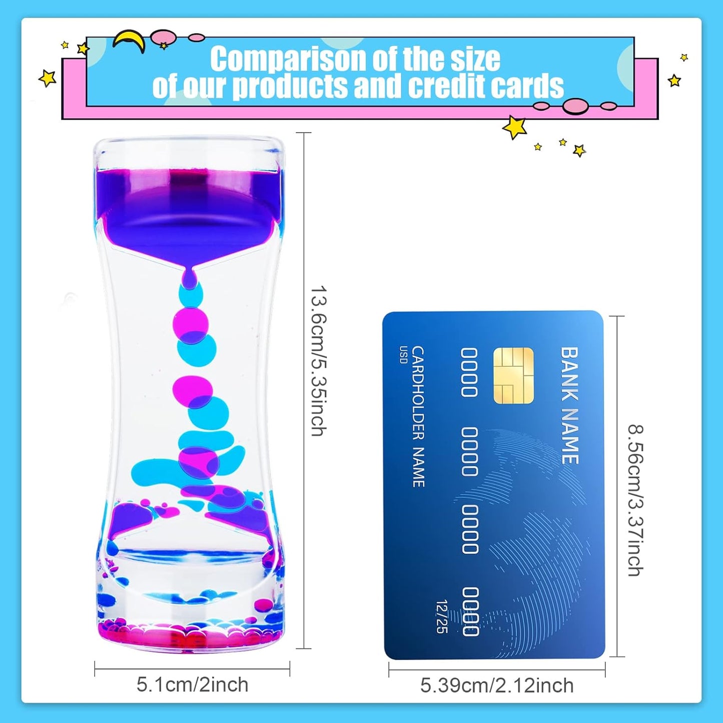 Liquid Motion Bubbler for Kids Adults,Sensory Toys,(3-Pack) Fidget Timer Liquid Toy,Autism Toy,Oil Water Desk Toy,Anxiety Toys，Christmas Stocking Filler Gift