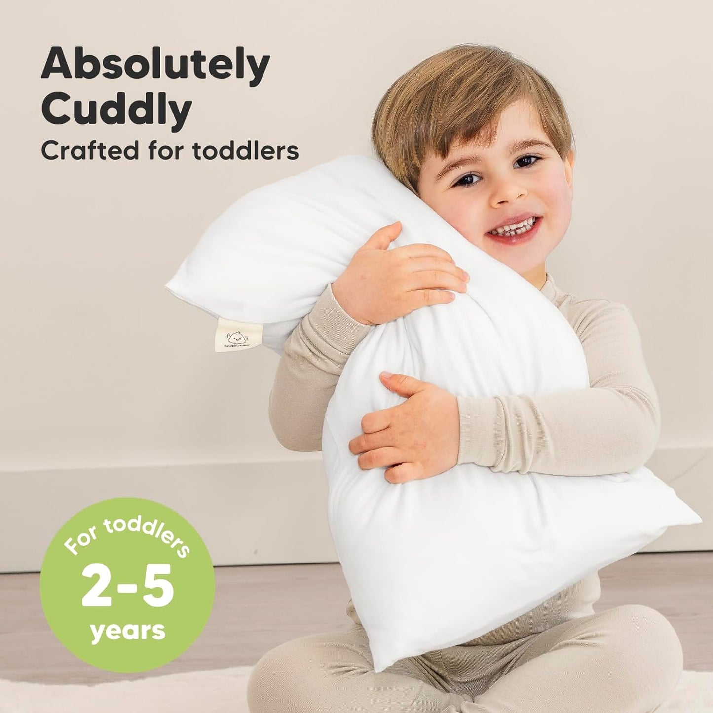 Toddler Pillow with Pillowcase - 13x18 My Little Cuddly Pillow, Viscose Derived From Bamboo Nursery Toddler Pillows for Sleeping,Kids Pillow,Small Travel Pillows,Mini Toddler Bed Pillow (Soft White)
