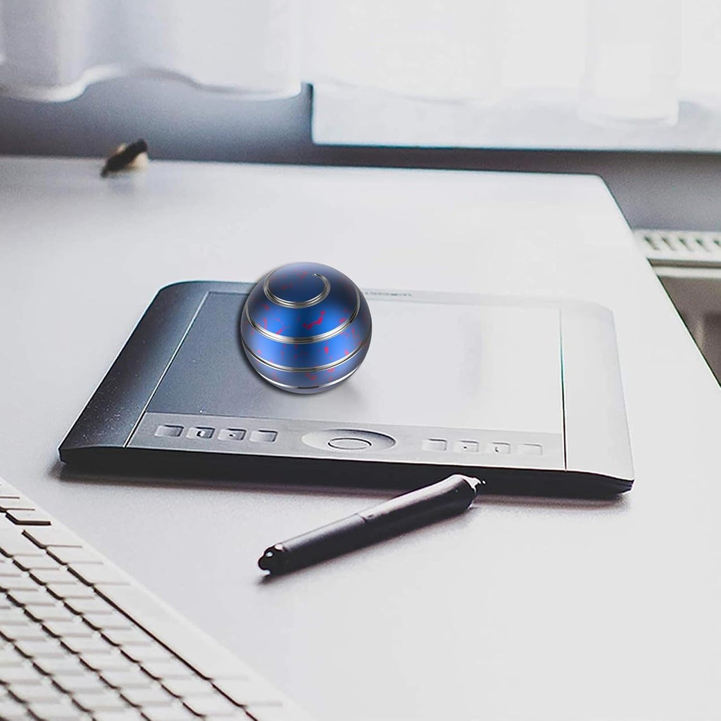 Fidget Toys, 2.17'' Kinetic Desk Toys for Adults, Desk Accessories for Office, Party Favors, Christmas Stocking Stuffers, Easter Basket (55MM, Blue Red)