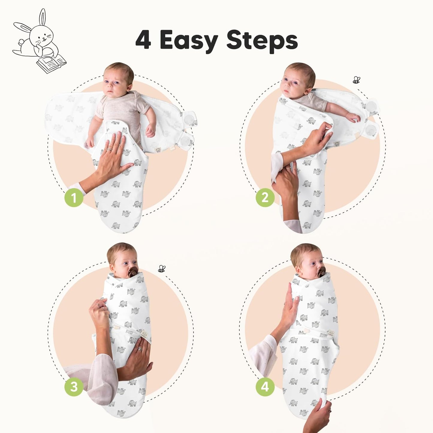 3-Pack Organic Baby Swaddle Sleep Sacks - Swaddles for Newborns, Infant 3-6 Months, Baby Girls, Boys, Soft & Snug Newborn Sleep Sack, Nursery Swaddling Blankets (The Wild 2,L)
