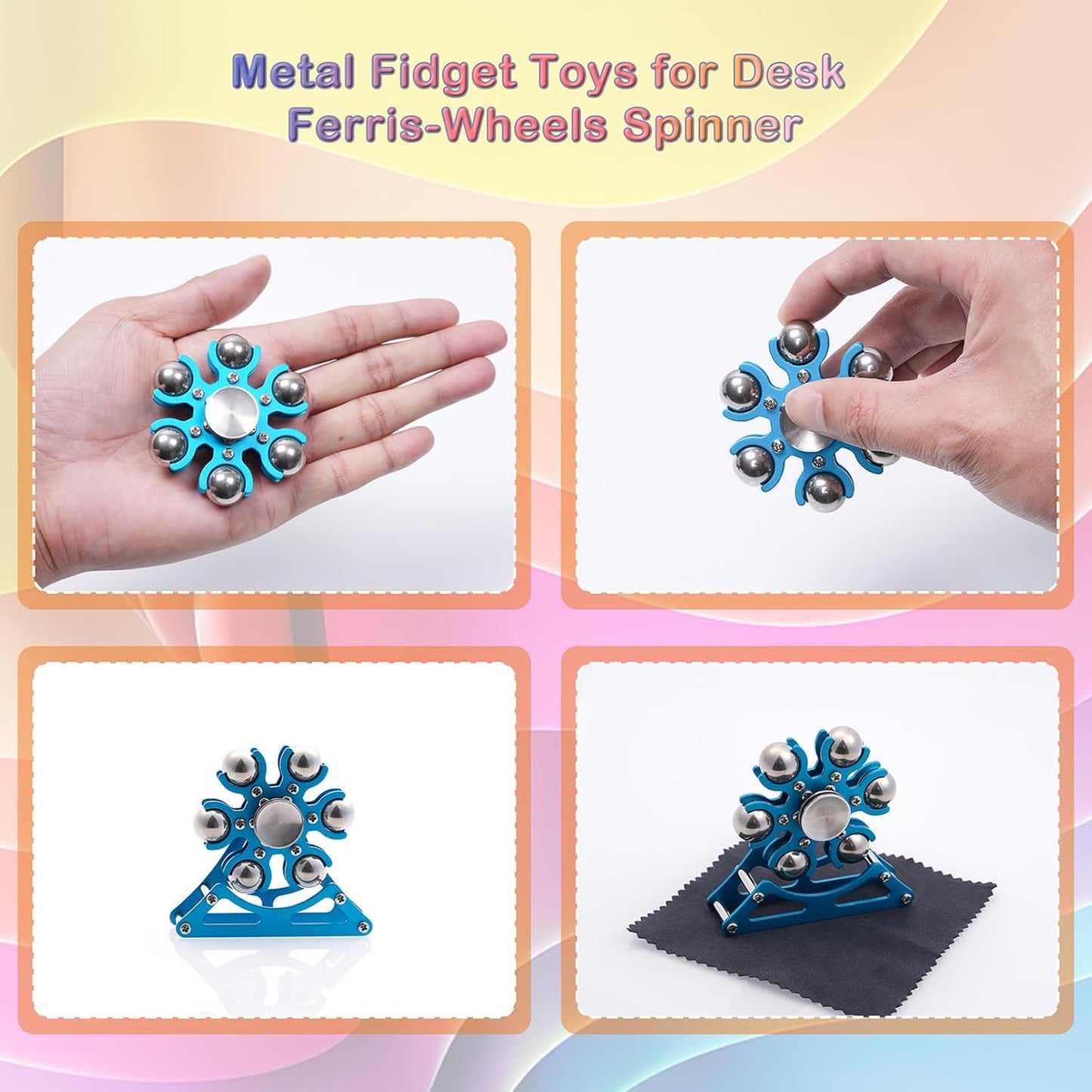 Desk-Fidget-Toys Ferris-Wheels-Spinner: Metal Kinetic-Fidget-Spinner 4mins, EDC-Toy Cool-Gadgets for School Office Christmas, ADHD Tools Gift Cool-Stuff Stress Relief Gift for Kid Children Teen Adult