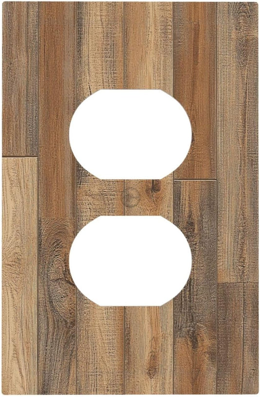 Outlet Covers Retro Rustic Brown Wood Grain 1 Gang Duplex Light Switch Cover Decorative Switch Plates Electrical Receptacle Faceplate Wall Plate For Farmhouse Cabin Decor
