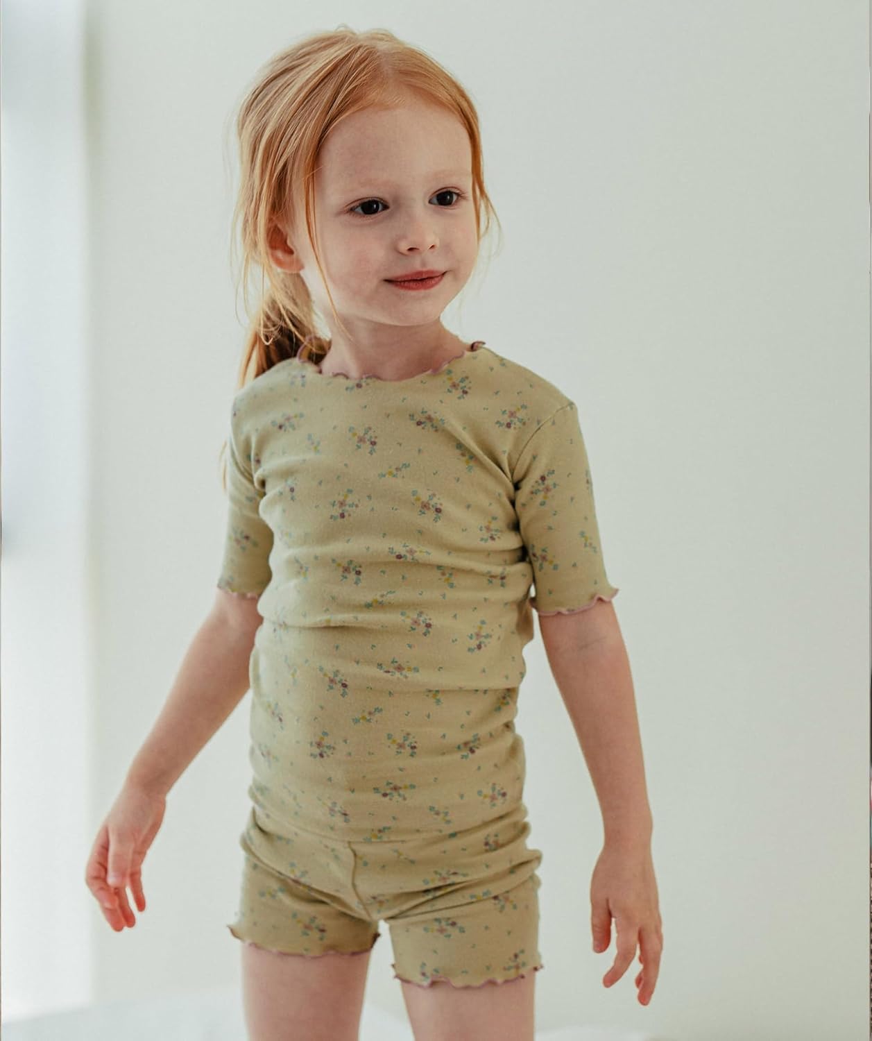 AVAUMA Baby Boy Girl Pajama Set 6M-7T Kids Cute Toddler Snug fit Flower Pattern Design Pjs Cotton Sleepwear Ruffled Shirring