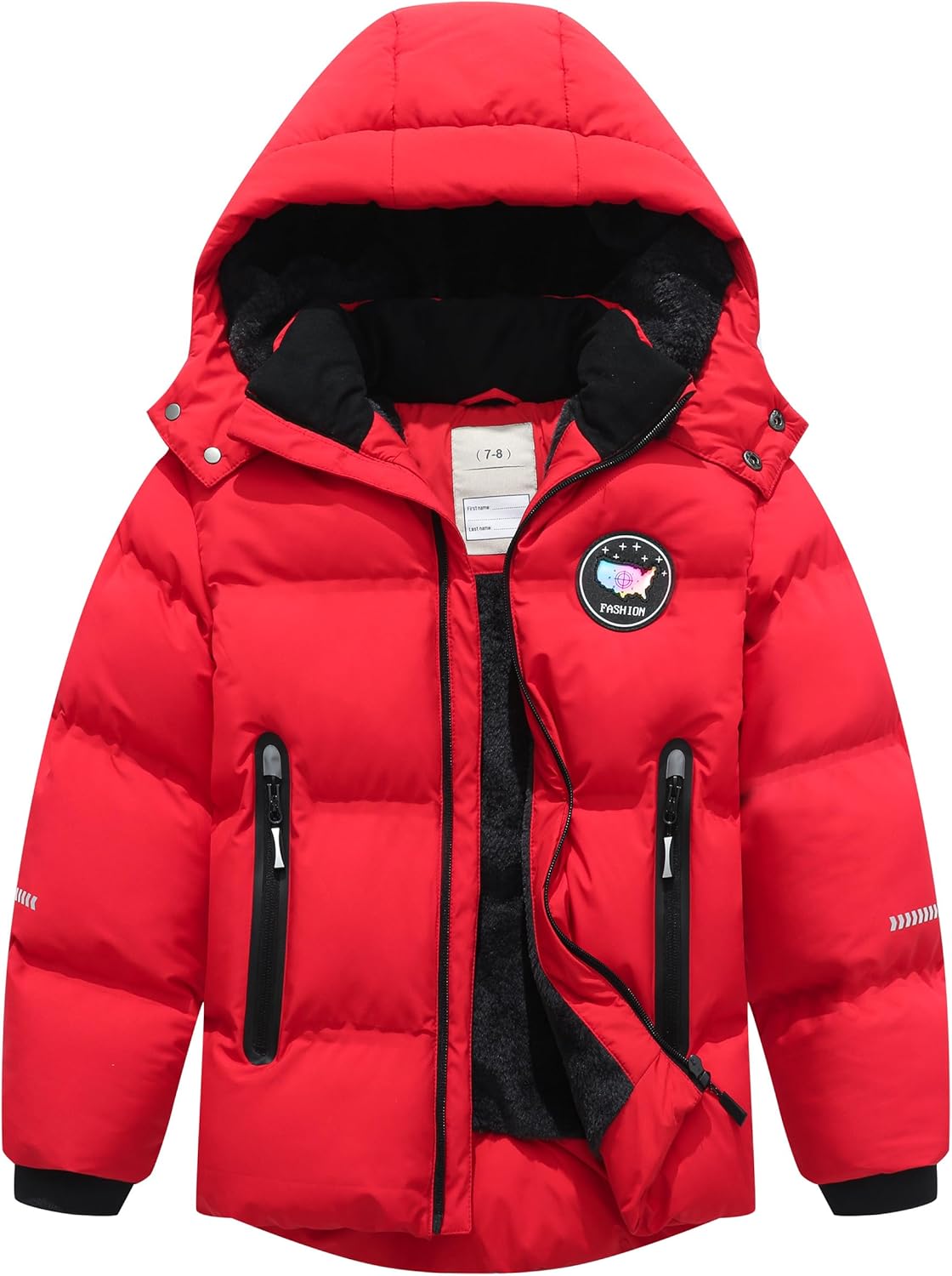 Kids Boy's Winter Coat Fleece Lined Waterproof Jacket Puffy Cotton Coat Thick Hooded Down Outdoor Coats