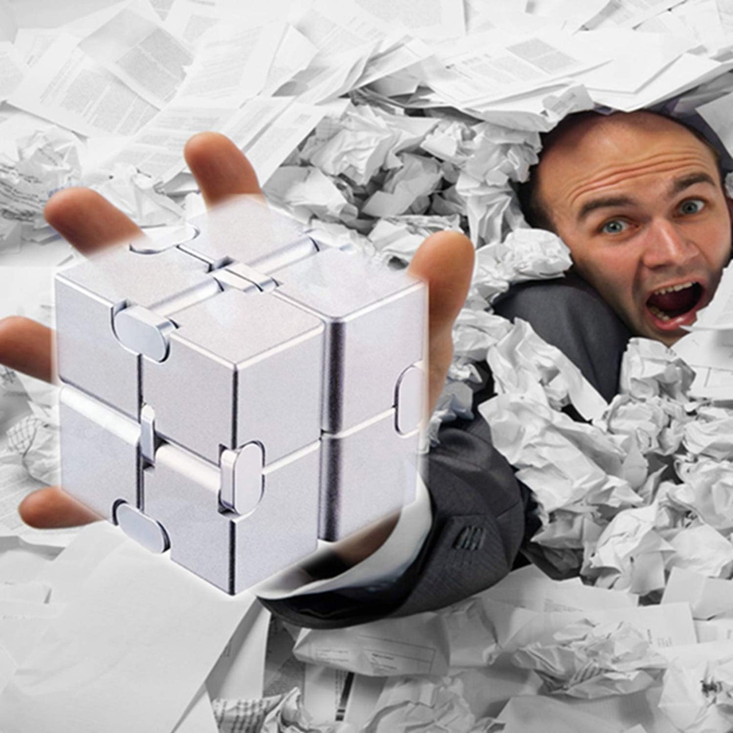 Infinity Cube Fidget Toys Aluminum Metal Stress Relief and Anti Anxiety Finger Flip Cubes Toys for Kids and Adults Idear Gadgets for Men with Exquisite Packaging