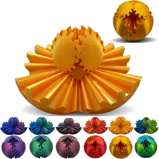 Gear Ball 3D Printed, The Steampunk Whirling Wonder Fidget Ball Toy, Gear Ball 3D Model Cube Fidget Toy, Funny Stress & Anxiety Relaxing Fidget Toy for Adults & Kids (Pink&Gray)