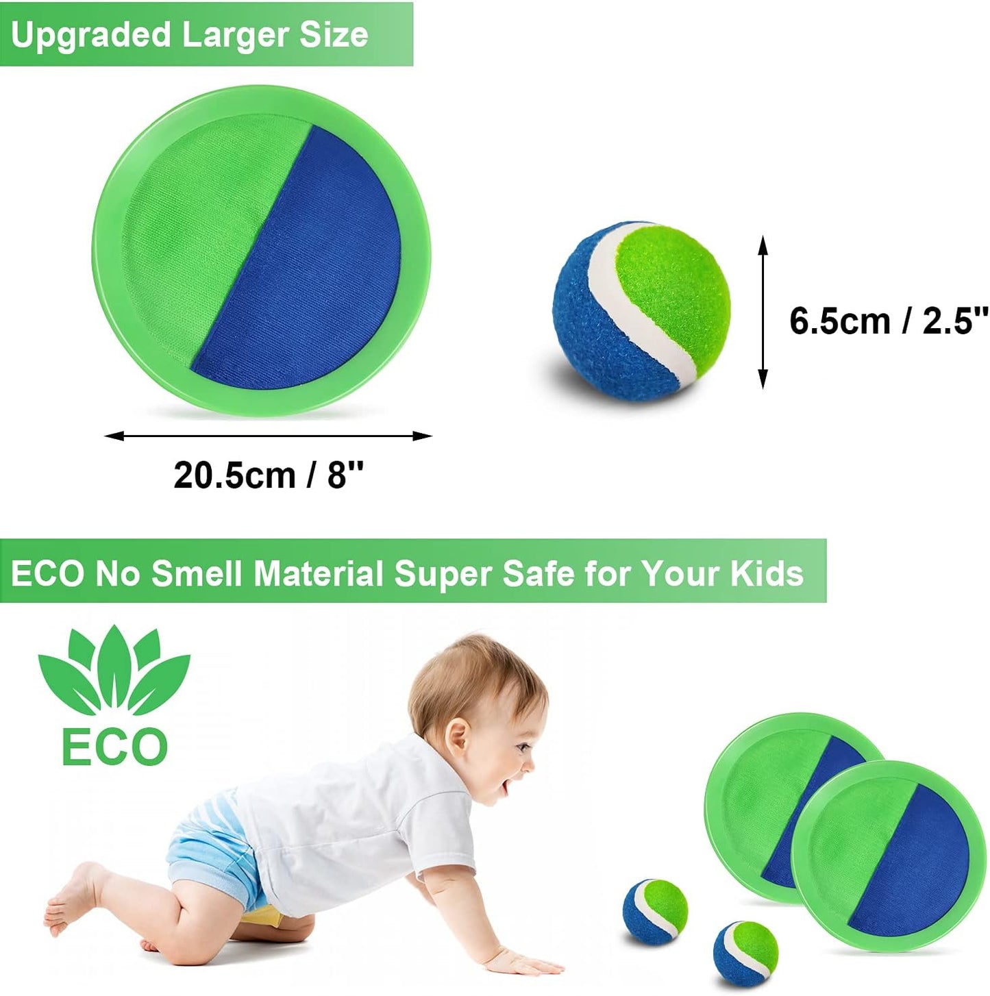 Jalunth Ball Catch Set Game Toss Paddle - Beach Toys Back Yard Pool Outdoor Lawn Games Backyard Camping Sticky Mitts Age 3 4 5 6 7 8 9 10 11 12 Years Old Boys Girls Kids Adults Family Easter Gifts