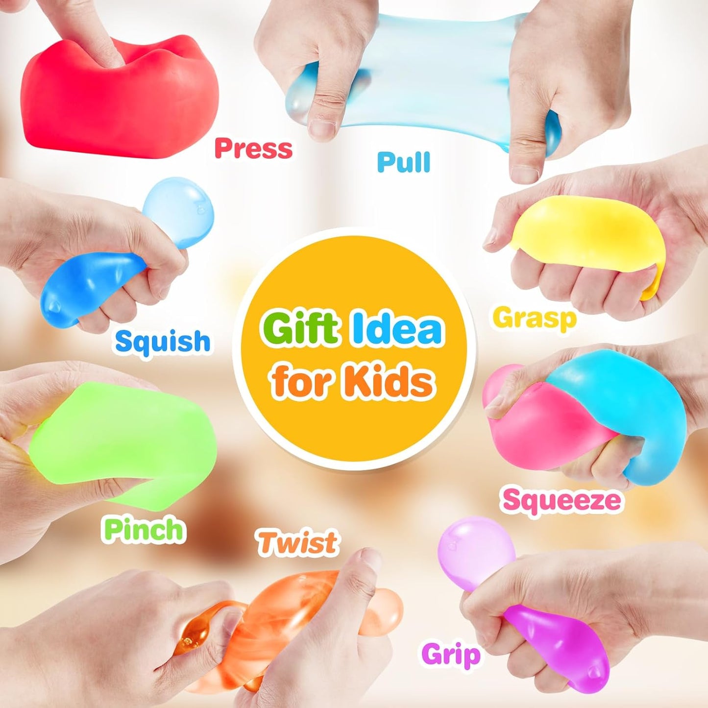 Stress Cube Fidget Ice Cube Stress Balls, 8 Pcs Stress Balls for Kids, Fidget Toys Adults Stress Relief Squeeze Ball, Square Shape Hand Exercise Ball, Sensory Toys for Autistic (Gel Sugar Cube 8Pack)
