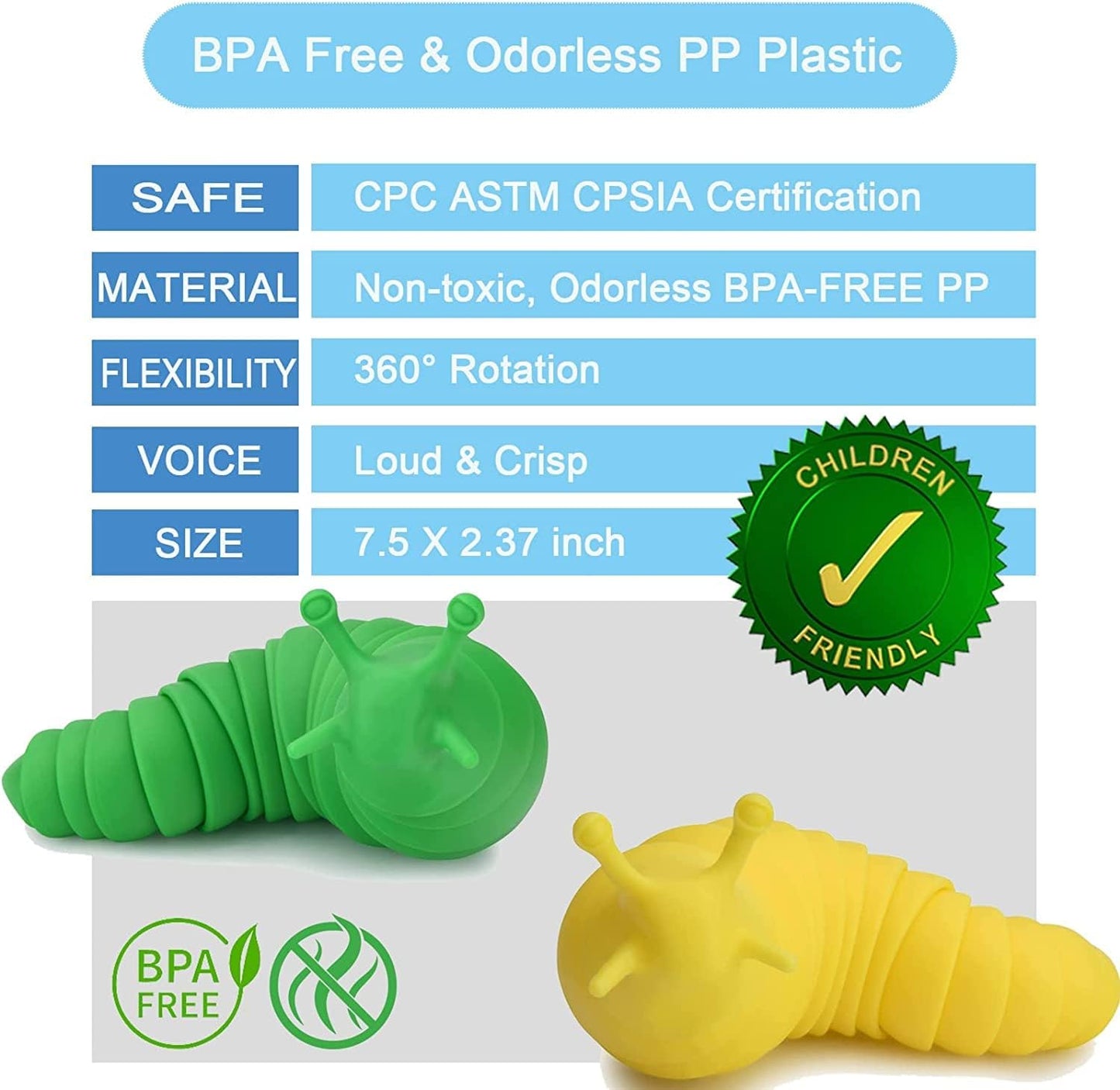 IFiwin Fidget Slug, Sensory Slug Fidget Toys for Autistic Kids & Adults, Autism Sensory Toys, Fidget Stress Toys, Christmas Stocking Stuffers, Birthday Gifts Party Favors