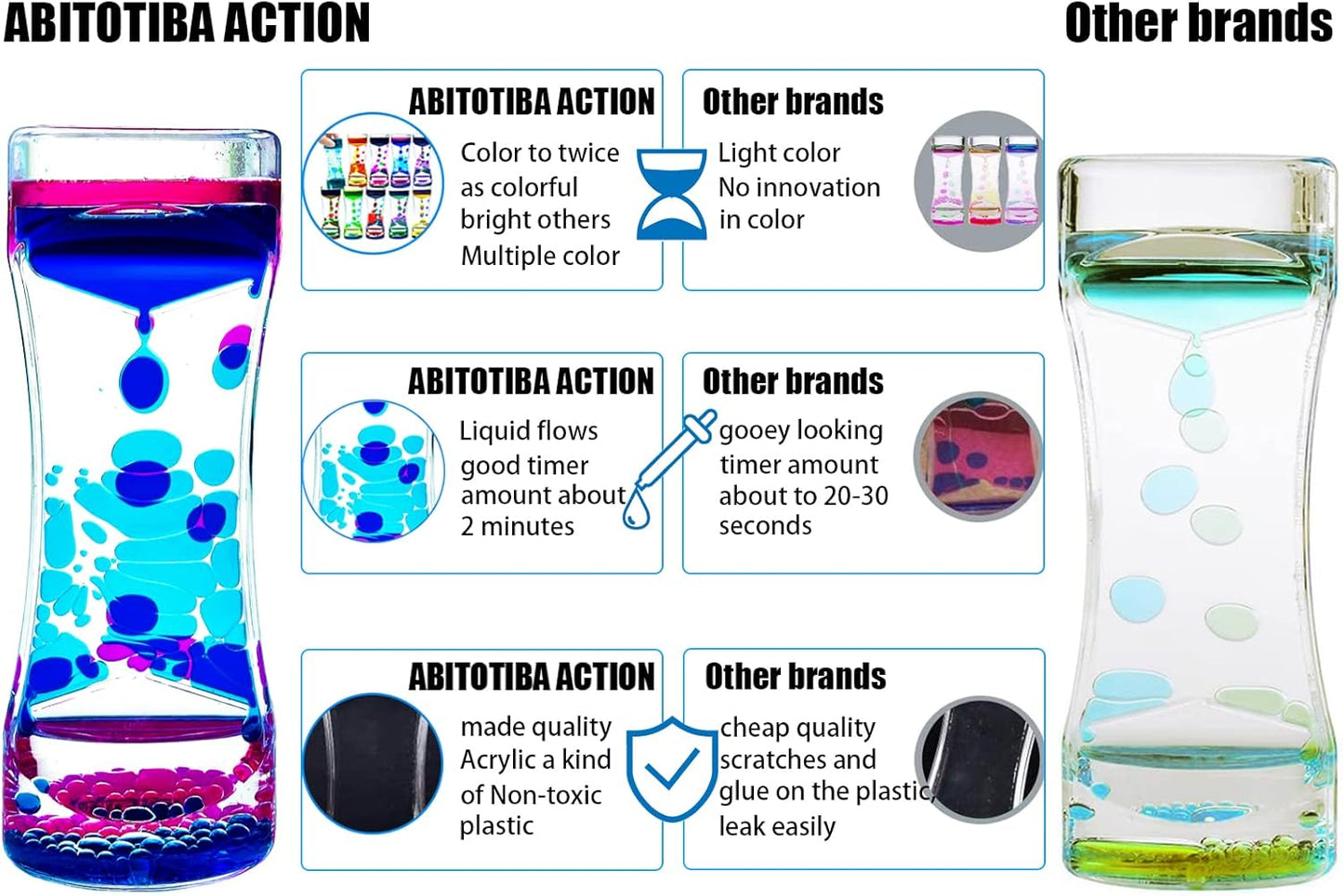 Liquid Motion Bubbler for Kids and Adults Pack of 2 Great Rainbow Series Liquid Bubbler Timer Sensory Fidget Relaxation Stress Relief and Anxiety Relief Relaxing Autism