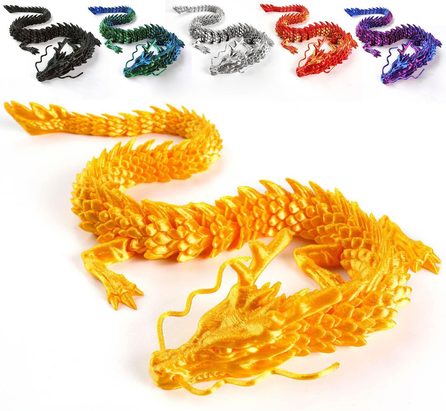 3D Printed Dragon - Articulated and Posable Toy for Car Decoration - Strikingly Realistic Dragon Crystal Figure Gifts (Laser Green)