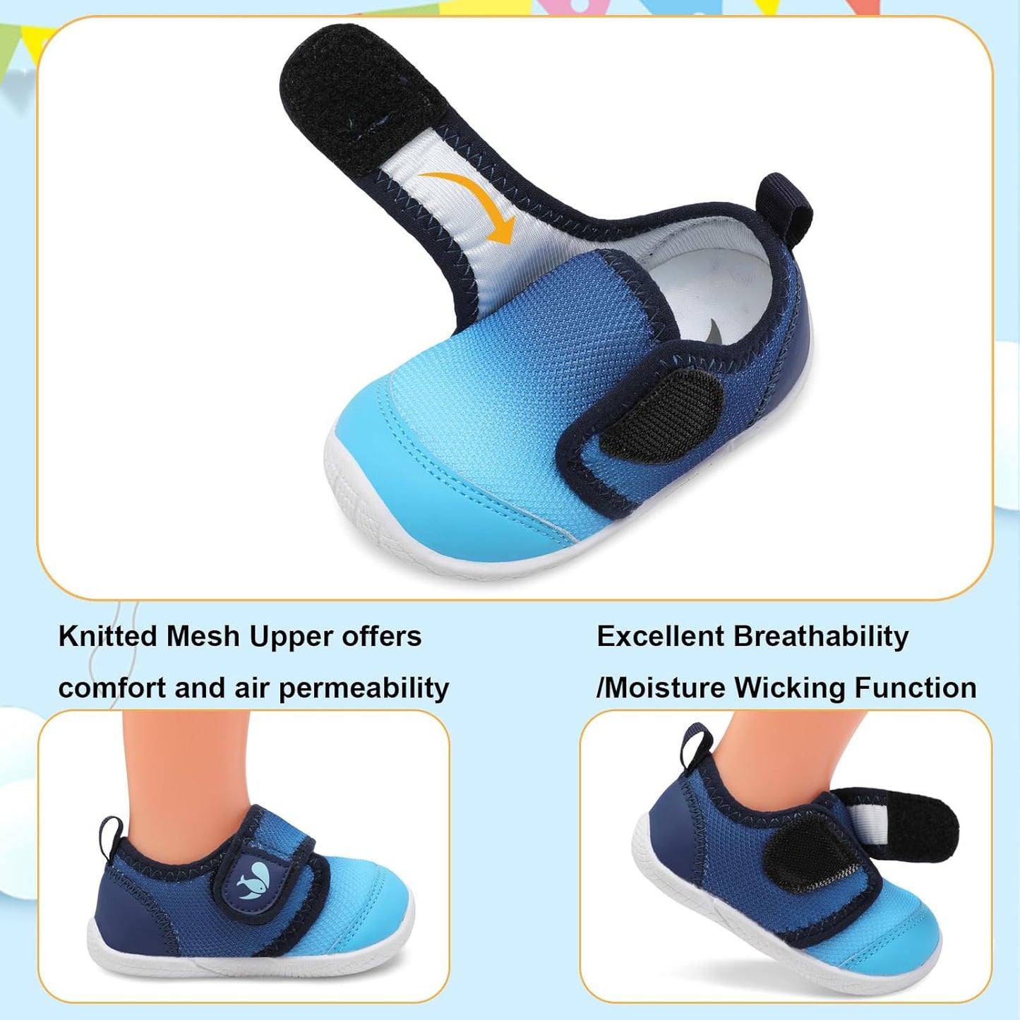 FEETCITY Baby First Walking Shoes Boys Girls Infant Sneakers Crib Shoes Breathable Lightweight Slip On Shoes