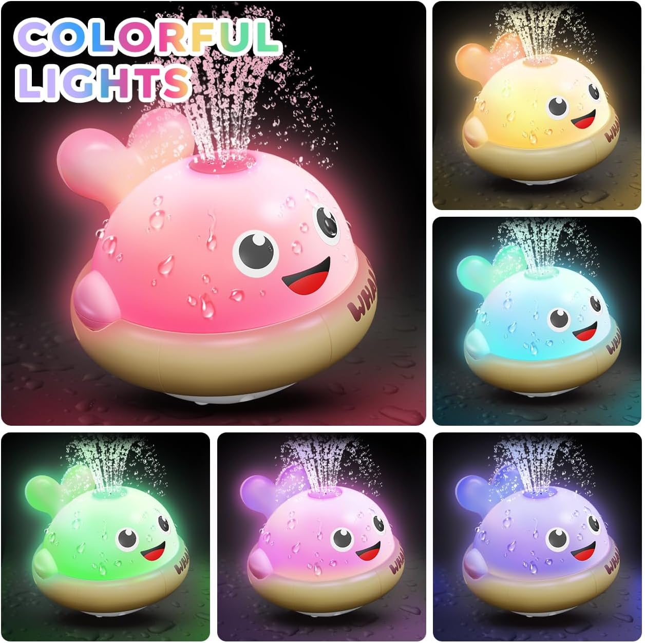 Light up Baby Bath Toys: Whale Bath Toy Sprinkler, Bath Toys for Kids Ages 1-3, Bathtub Outdoor Water Pool Toys for Toddlers 1 2 3 Year Old, Birthday Gift for Boys & Girls