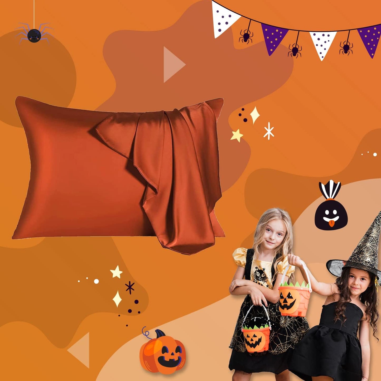 Mulberry Silk Pillowcase for Hair and Skin,King Size Cooling Silk Pillow Case with Hidden Zipper,Allergen Proof Dual Sides Soft Breathable Smooth Silk Pillow Cover for Women(King,Orange)