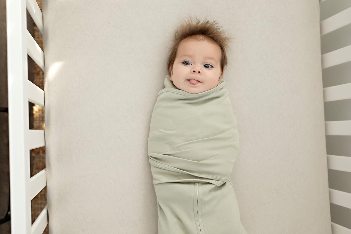 LullaBaby "Double Dream Swaddle: Exclusive Dual Wing Design, Pediatrician-Endorsed, Ultra-Soft Cotton, 2-4 Months, 12-20 lbs - Desert Sage