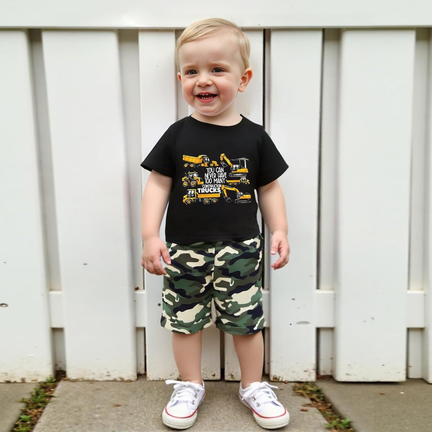 wdehow Toddler Kids Baby Boy Summer Clothes Sets 1T 2T 3T 4T 5T Letter Print Short Sleeve Tops Camouflage Shorts Outfits
