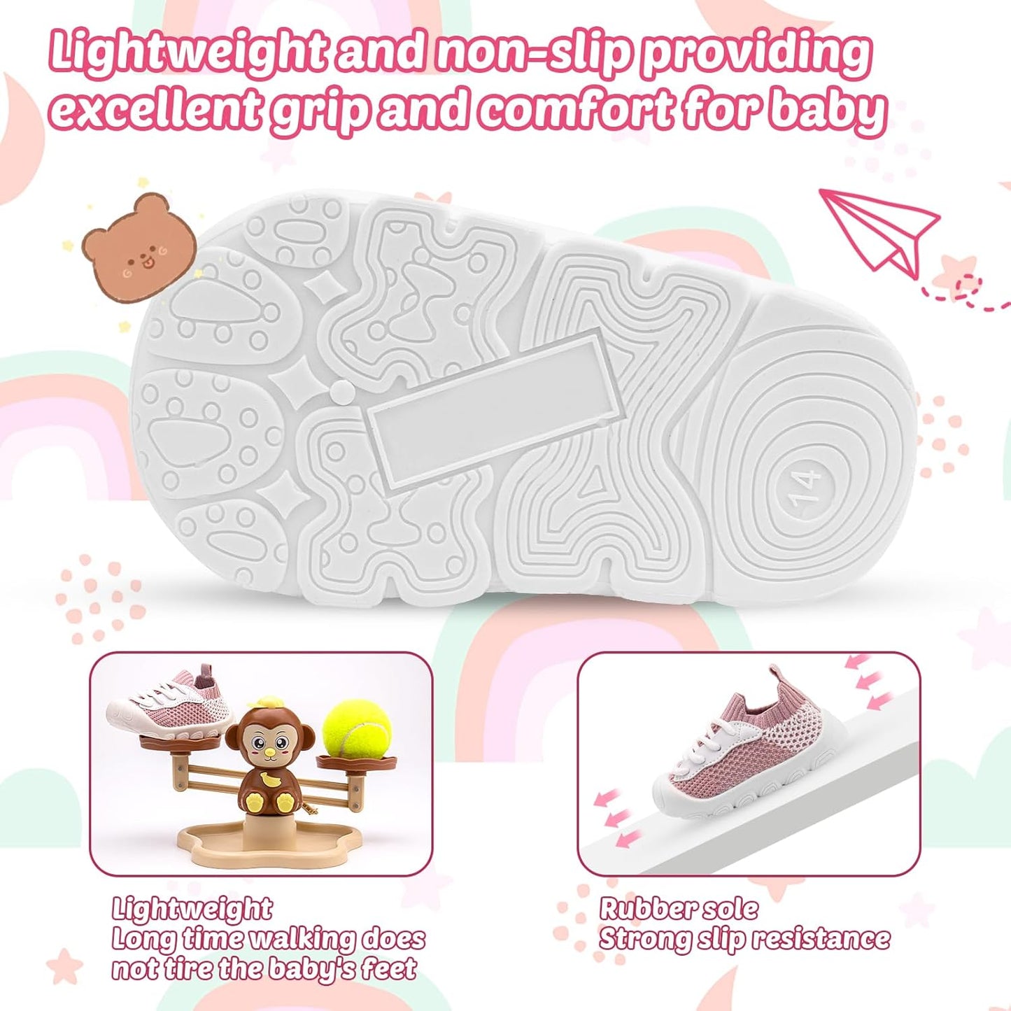 Charrost Toddler Baby Girl Boy First Walking Shoes Checkered Sneakers Sizes 3/4/5/6/7/8T. Soft, Cute,Flexible for First Walkers. Non-Slip, Slip On, Wide Toe Box Indoors Outdoors