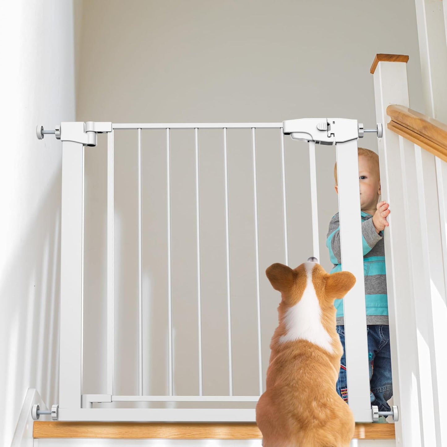 Easy Step Walk-Thru Baby Gate – Adjustable Safety Gate for Babies & Pets, Pressure Mount Kit, Includes Wall Cups – 29.7 to 32W x 30.5H inches, CPC Certified