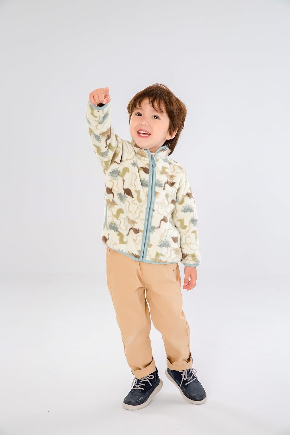 Kids Printed Polar Fleece Jacket Toddler Baby Boys Girls Autumn Winter Warm Sherpa Lining Outerwear Soft Lightweight