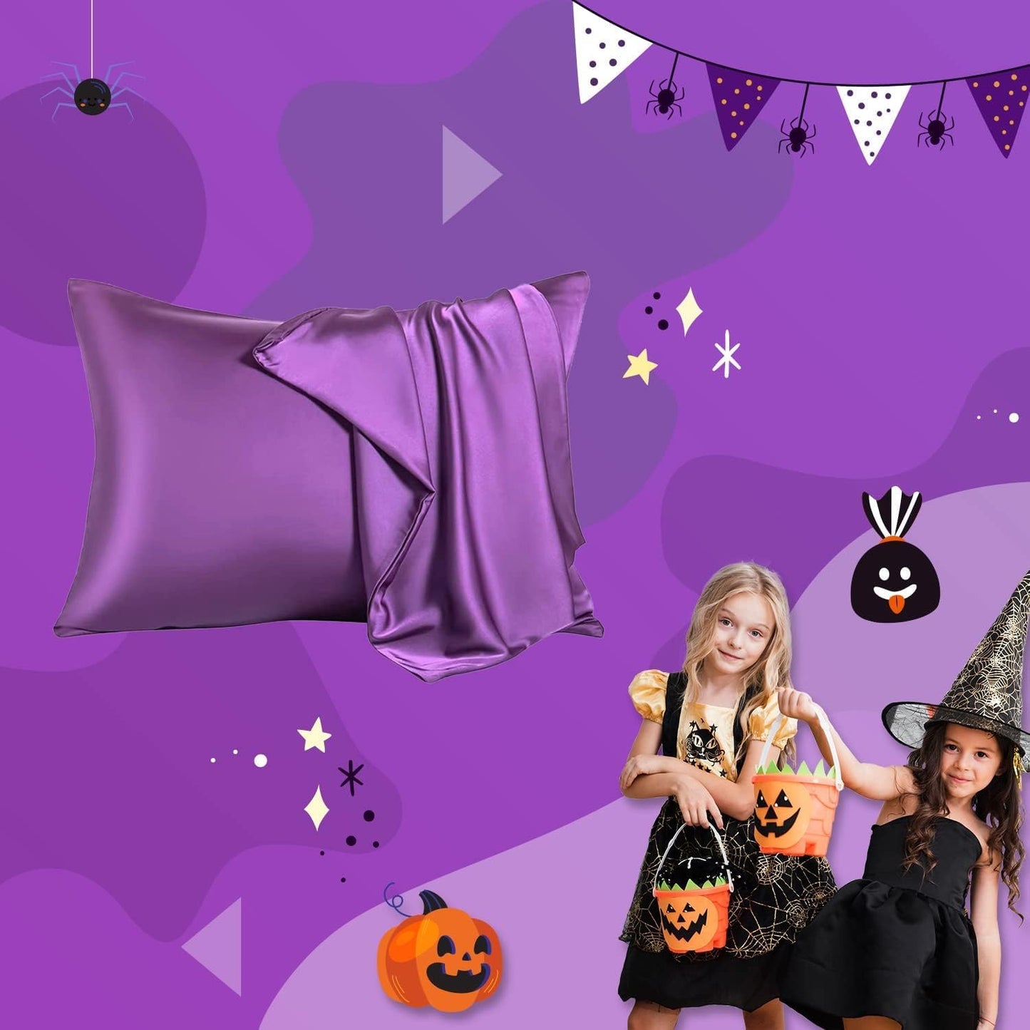 Mulberry Silk Pillowcase for Hair and Skin,Queen Size Cooling Silk Pillow Case with Hidden Zipper,Allergen Proof Dual Sides Soft Breathable Smooth Silk Pillow Cover for Women(Queen,Purple)