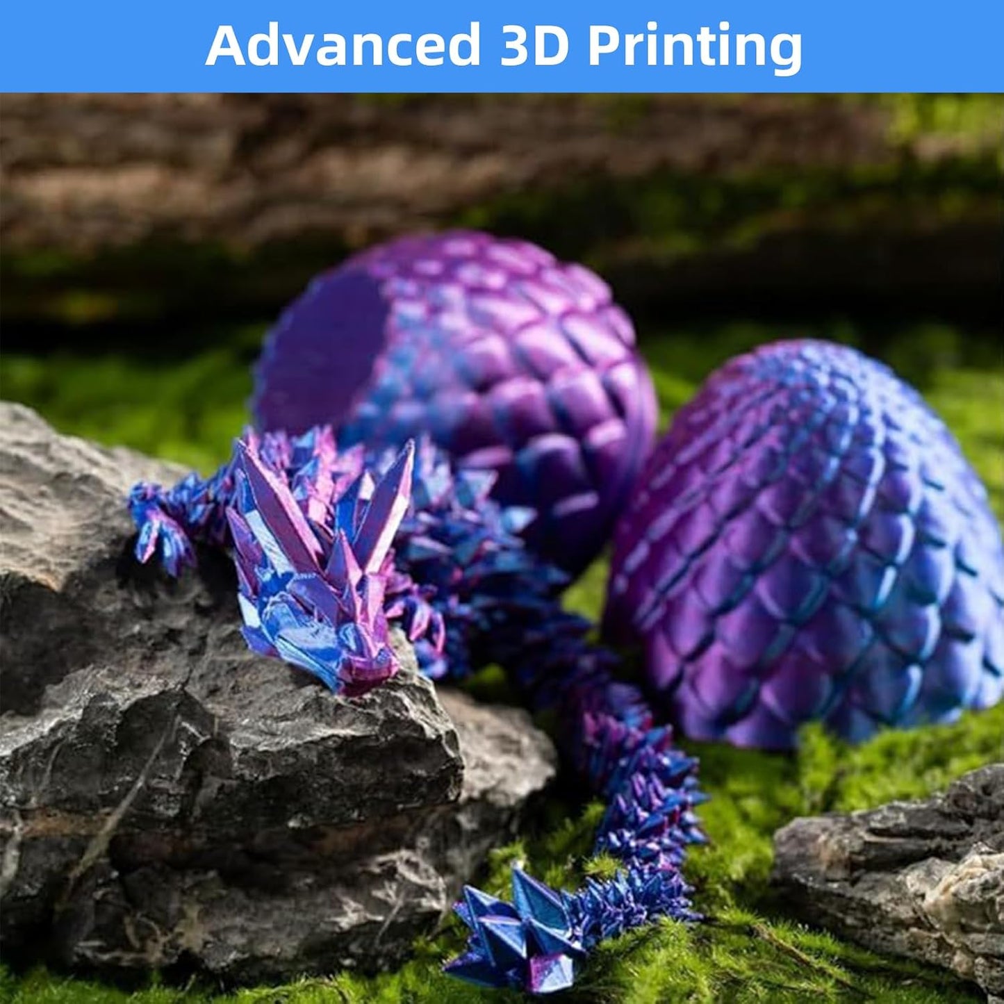 3D Printed Dragon-Flying Articulated Dragon|3D Printed Dragon Eggs with Dragon Inside|Eco-Friendly Crystal Dragon-Mystery Dragon Egg,Adults Fidget Toys for Autism ADHD (Flying Dragon/Laser Purple)