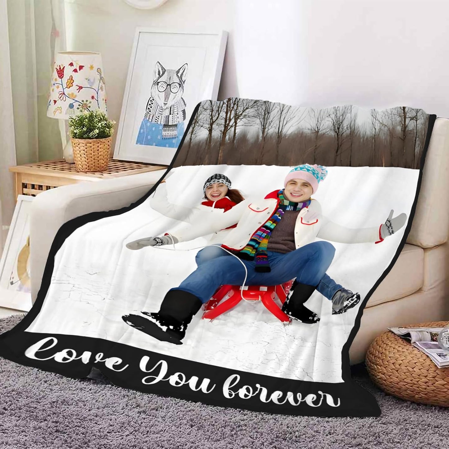 Ships Next Day, Custom Blankets with Photo, Personalized Blanket Using My Own Photo with Text, Customized Blankets with Picture, Personalized Gifts for Women Men Baby Child
