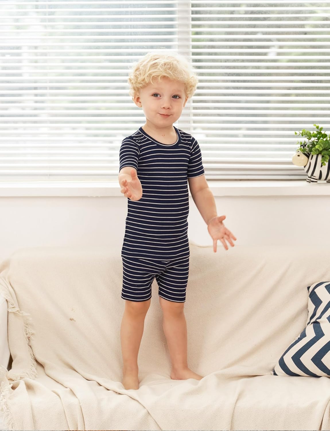 AVAUMA Stripe Pattern Baby Boys Girls Pajama Set Kids Toddler Snug fit Ribbed Sleepwear pjs for Daily Life Style