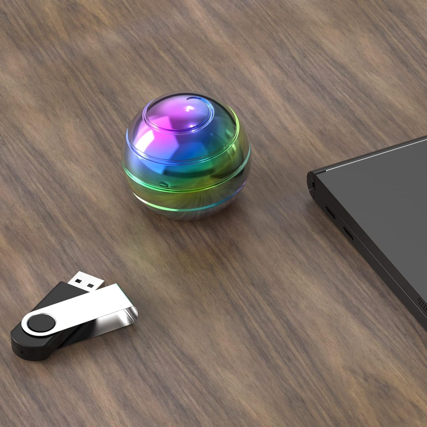 Kinetic Spinning Desk Toy Ball, 1.54'' Fidget Toys Ball for Adults Anxiety ADHD, Optical Illusion Toys for Christmas Birthday (39MM, Rainbow)