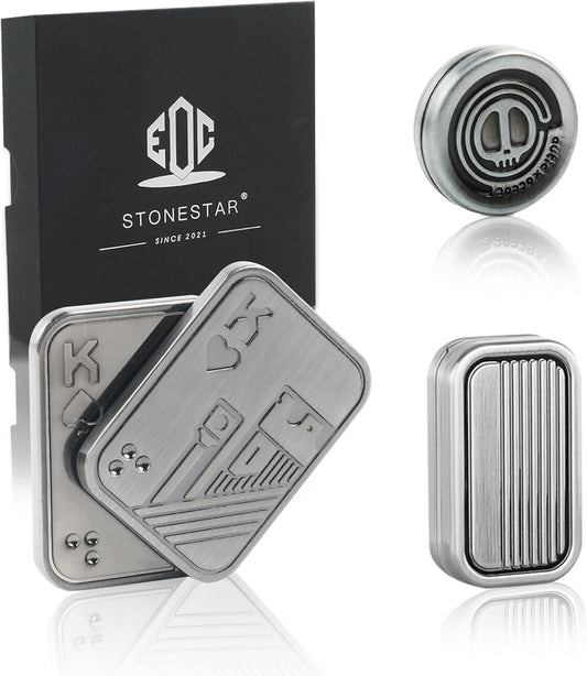 STONESTAR Fidget Toys Pack - Magnetic Metal Fidget Slider Haptic Coin Collection, EDC Fidget Toy for Adults, Helps Relieve ADHD/Anxiety/Stress (Silver)