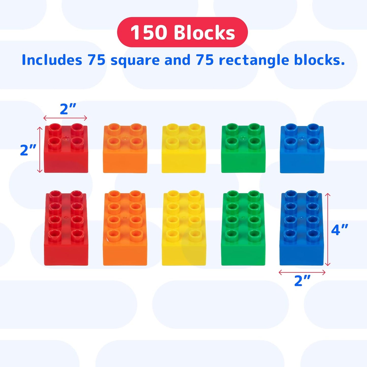 PREXTEX 150-Piece Building Blocks Set for Kids - 5-Color Building Bricks for Toddler Development, Creativity, and Motor Skills - Toys for Boys and Girls - Compatible with Major Brands
