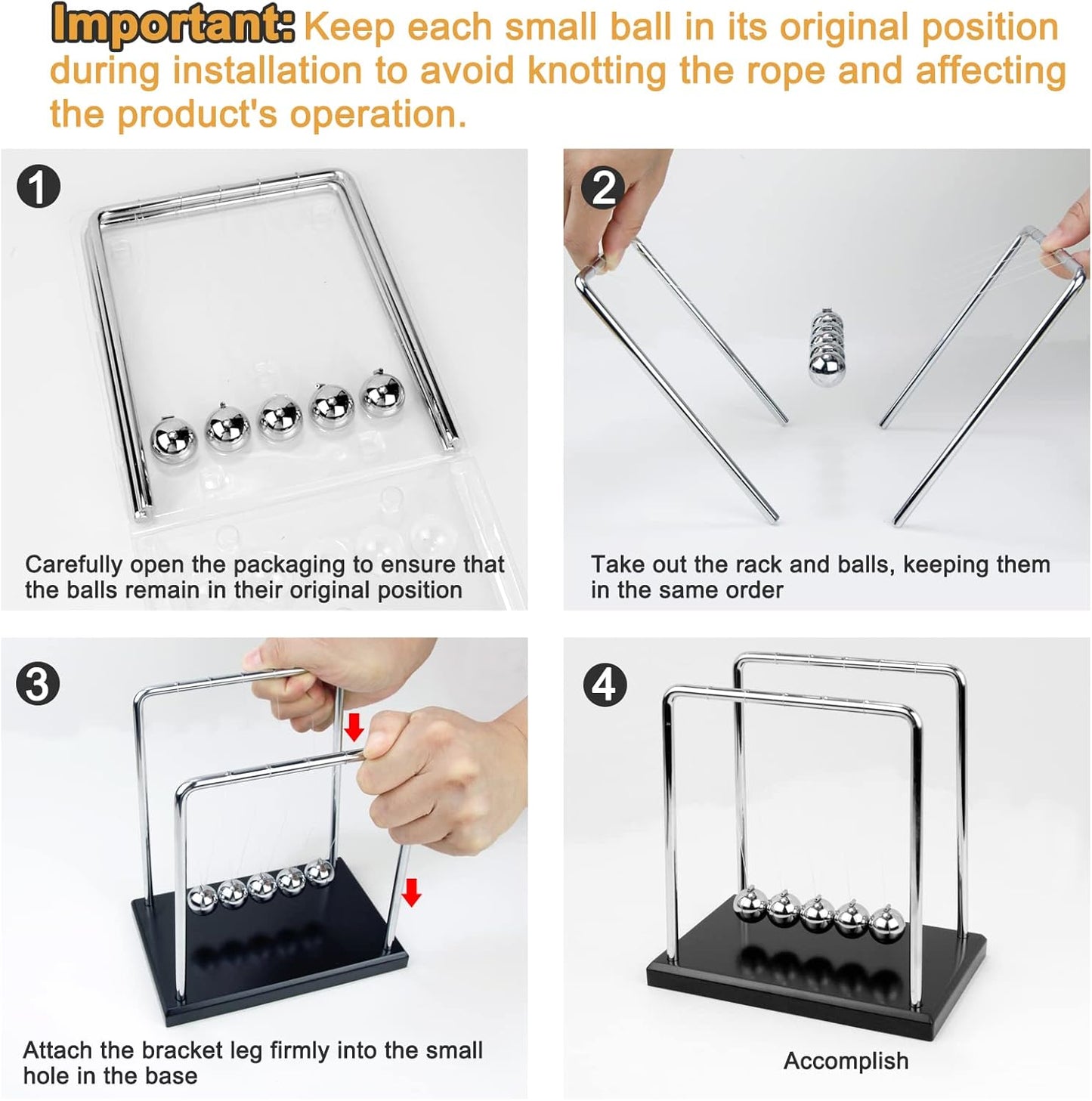 Large Newton's Cradle - Sealive Balance Ball Physics Desk Toy - Science Fun & Stress Relief for Men - Helps with Thinking, Concentration and Calm Down for Office & Home