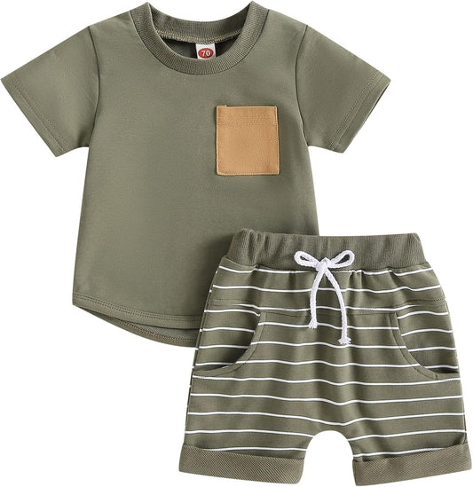 Mubineo Infant Toddler Baby Boy Summer T Shirt Shorts Outfits Short Sleeve Tee Tops Clothes Set