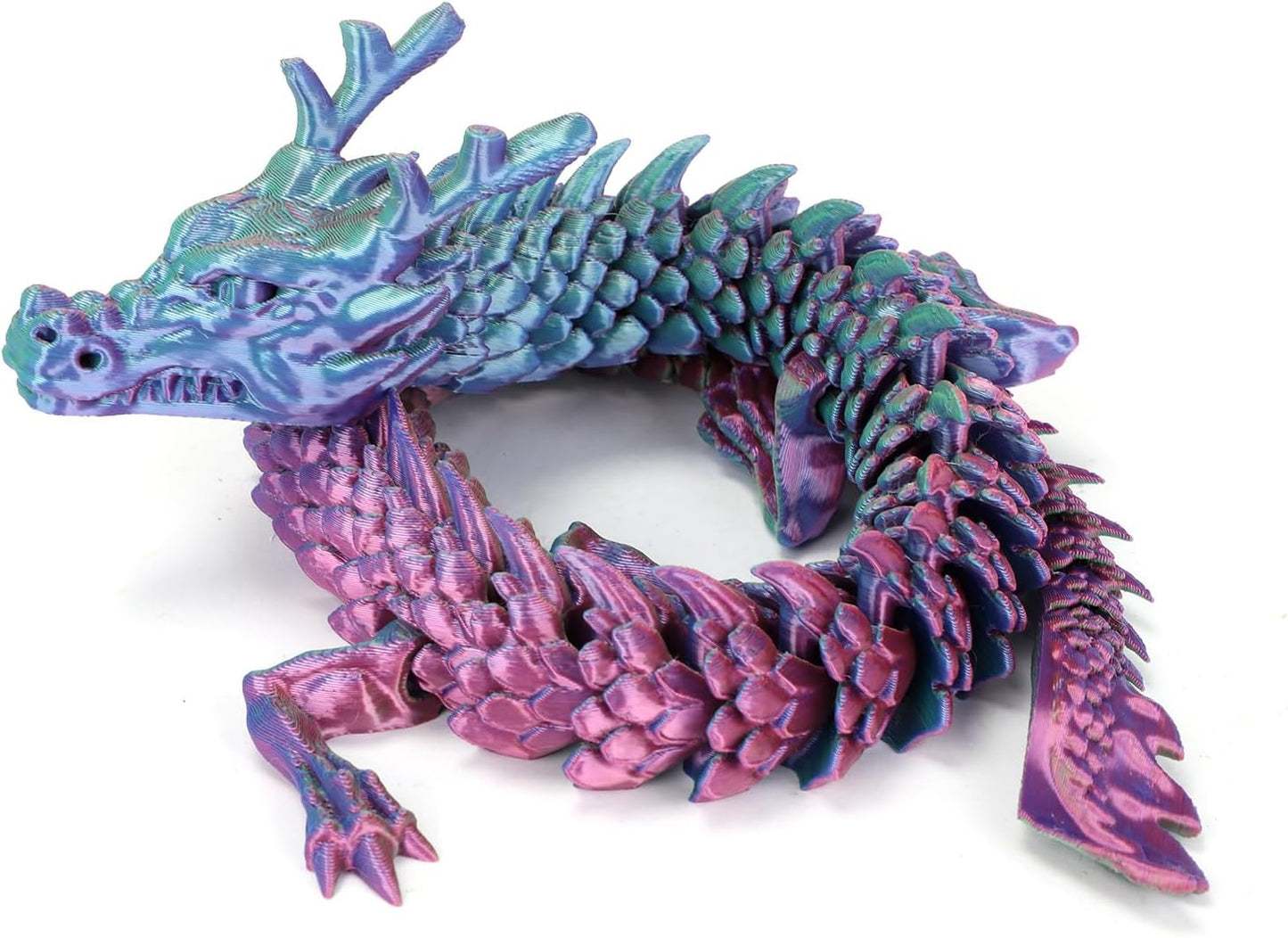 3D Printed Dragon, 17.7 Inch Articulated Dragon, Crystal Dragon, Dragon Fidget Toy, Home Office Decor Executive Desk Toys (Colorful)