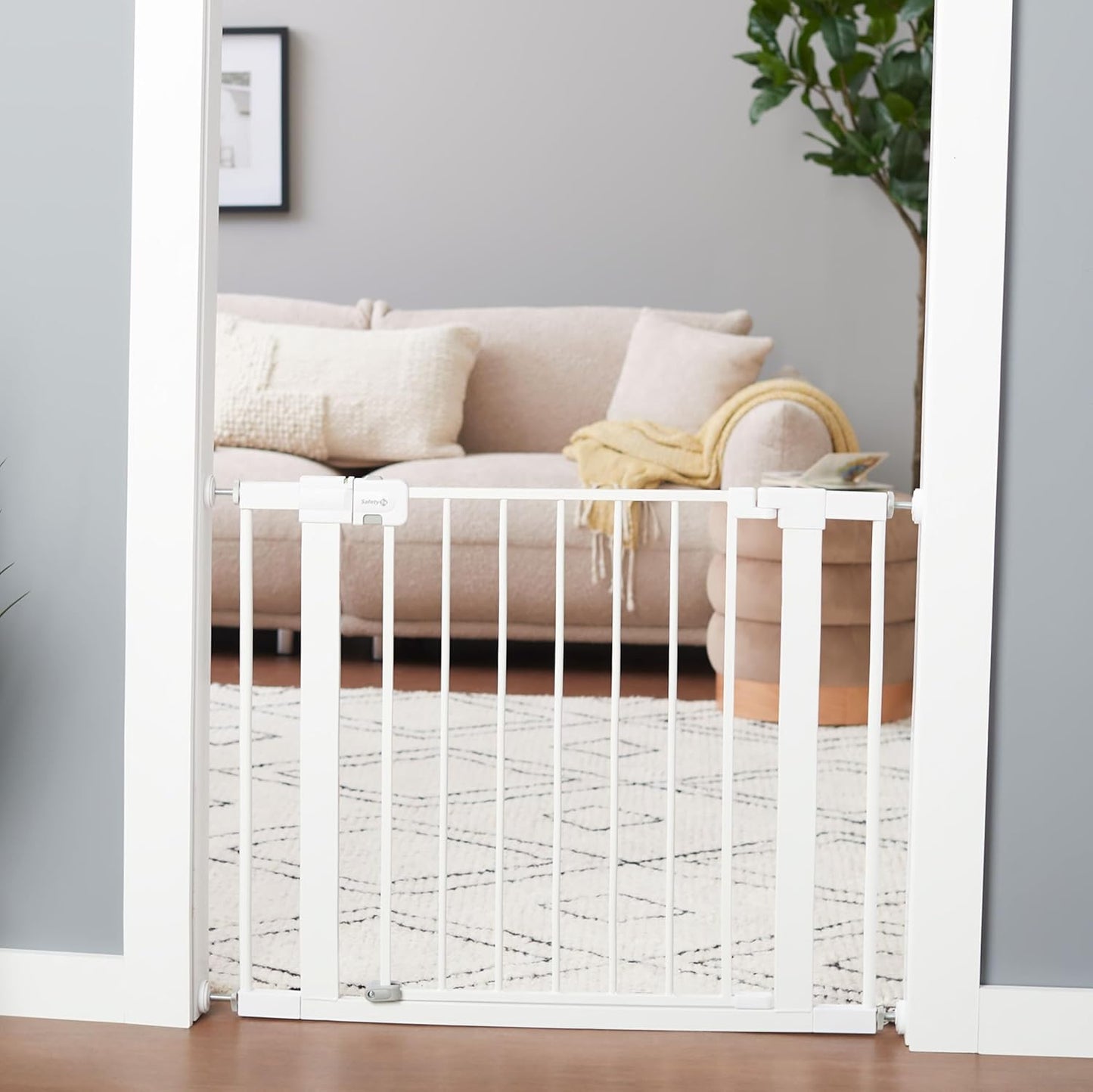 Safety 1st Easy Install Walk Thru Baby Gate for Doorways, Gate With Door, Dog Gates, Fits 29"-38", Easy Install 28" Tall, White