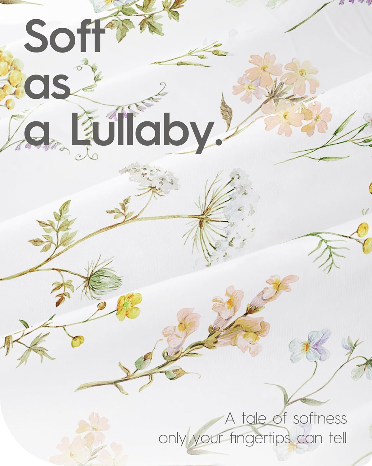 Pack N Play Sheets Fitted, TotBasic Ultra Soft Flower Mini Crib Sheets, Premium Jersey Knit Pack and Play Sheets Girl, Stretchy Play Yard Sheets for Pack and Play Mattress, 2 Pack (Flower Butterfly)