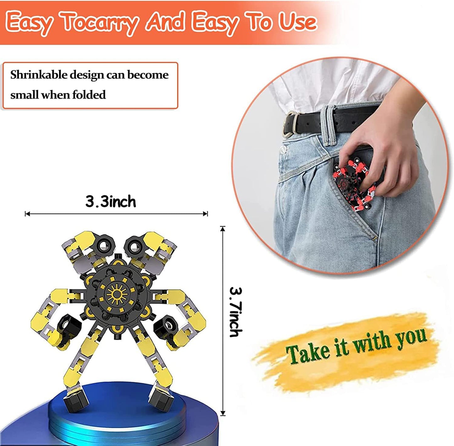 20pcs Random Fidget Spinners,DIY Deformable Robot Fingertip Toys,Decompression Spinner,Deformable Creative Mechanical Gyro Toys,Stress Relief Mechanical Chain Toy for Kids Adults，Party Supplies