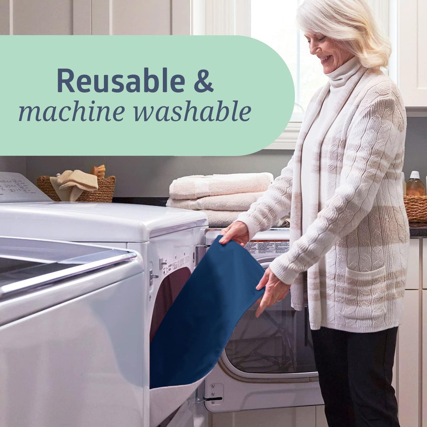 Medline Sofnit 300, Pack of 4 Large Washable Blue Underpads, 34”x 36” for Use as Reusable Pet Pads, Reusable Bed Pads, Great for Dogs, Cats and Bunnies