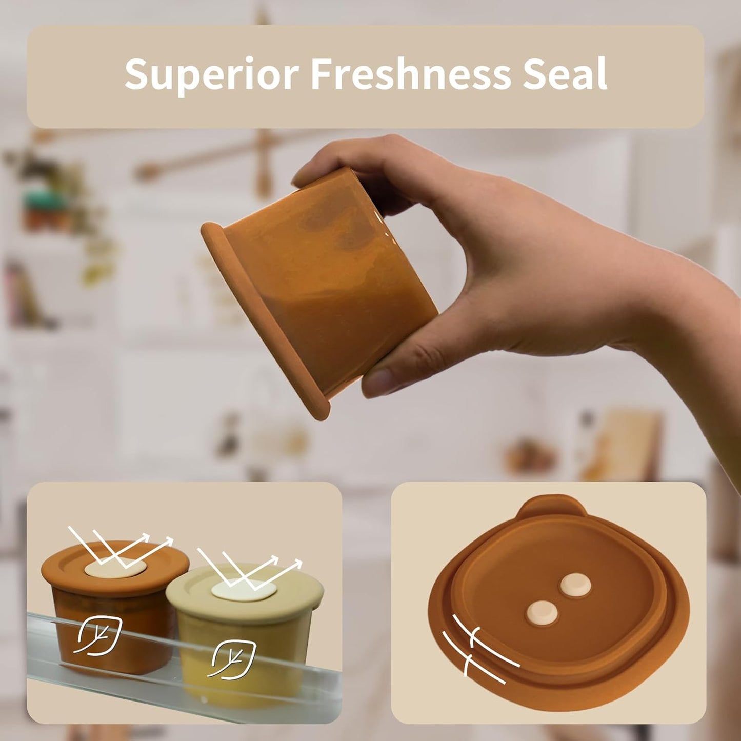 Moonkie Silicone Baby Food Containers | 4 oz Baby Food Storage Jars with Airtight Lids | Reusable Baby Food Jars, Freezer,Microwave and Dishwasher Safe, Perfect for Infant & Toddler