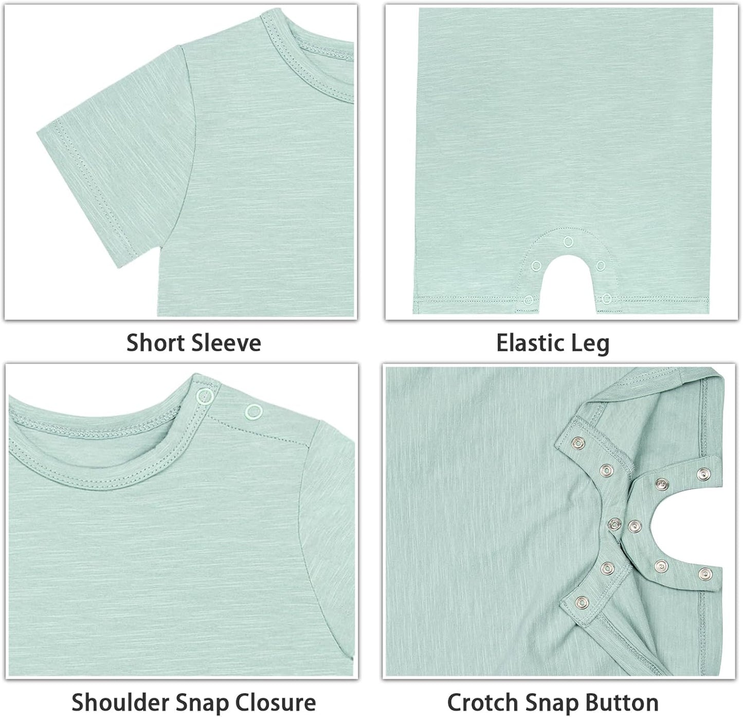 GUISBY Baby Short Sleeve Bodysuit Snap Crotch Closure Cotton Pajamas for Baby 3-Packs