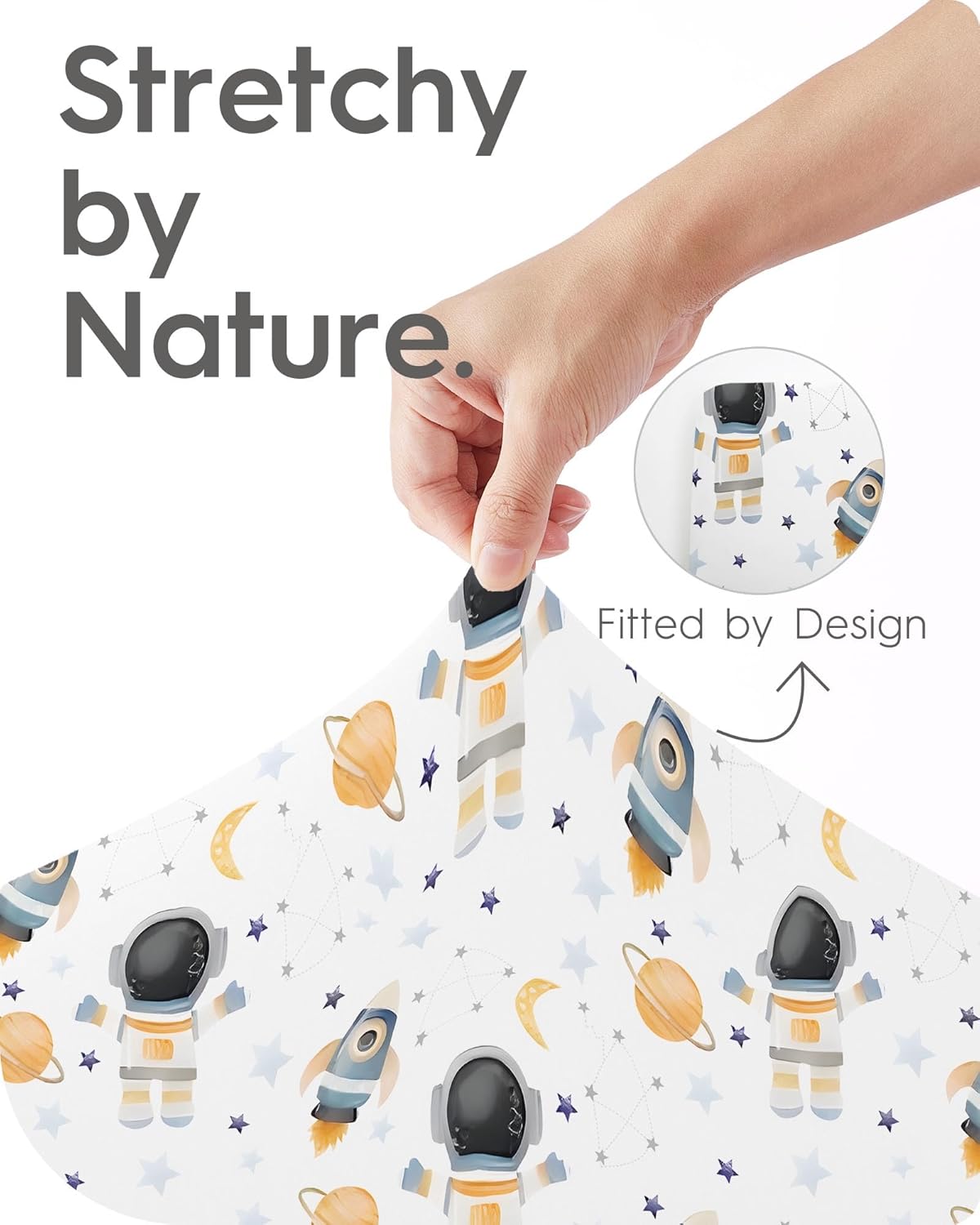 Graco Pack and Play Sheets Fitted, TotBasic Ultra Soft Mini Crib Sheets Boy, Neutral Pack N Play Mattress Sheets Hypoallergenic and Soothing, Premium Jersey Playrad Sheets, 2 Pack(Space Explorer)