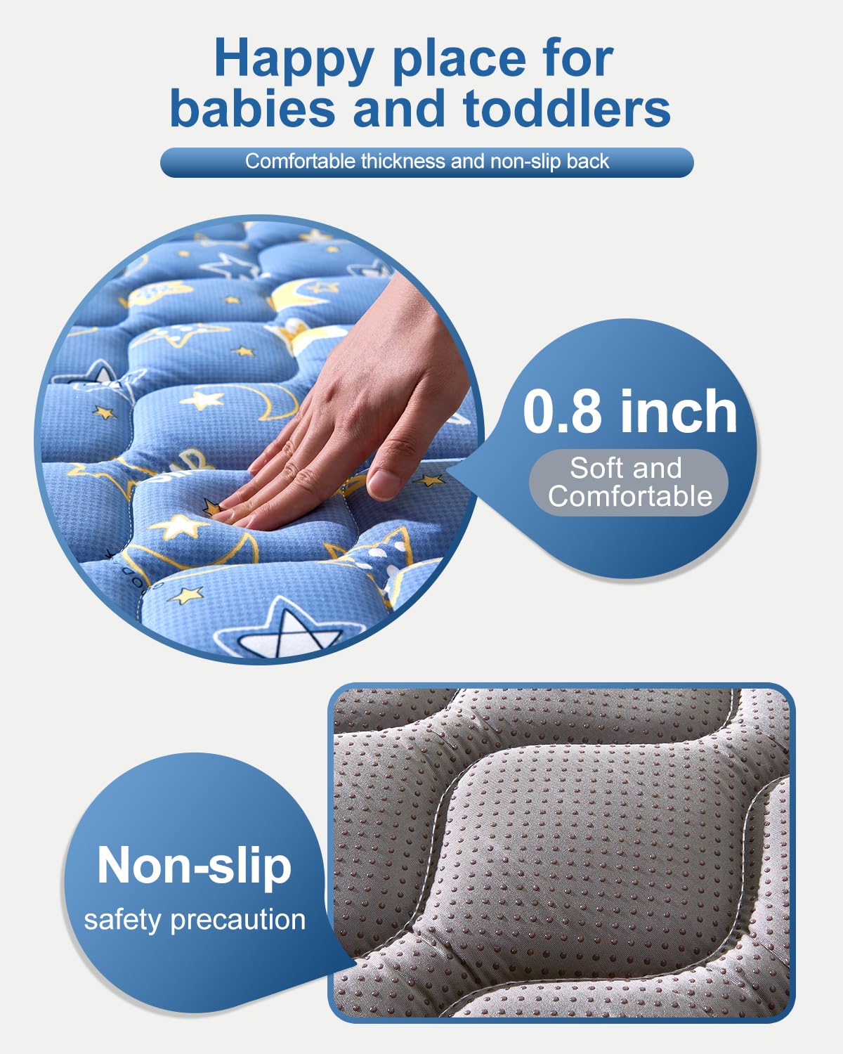 Odorless Premium Foam Baby Play Mat 36" x 36", Soft Microfiber Fabric Crawling Mat for Floor- Comfortable and Hypoallergenic, Non-Slip Cushioned Floor Playpen mat for Infants,Babies,Toddlers