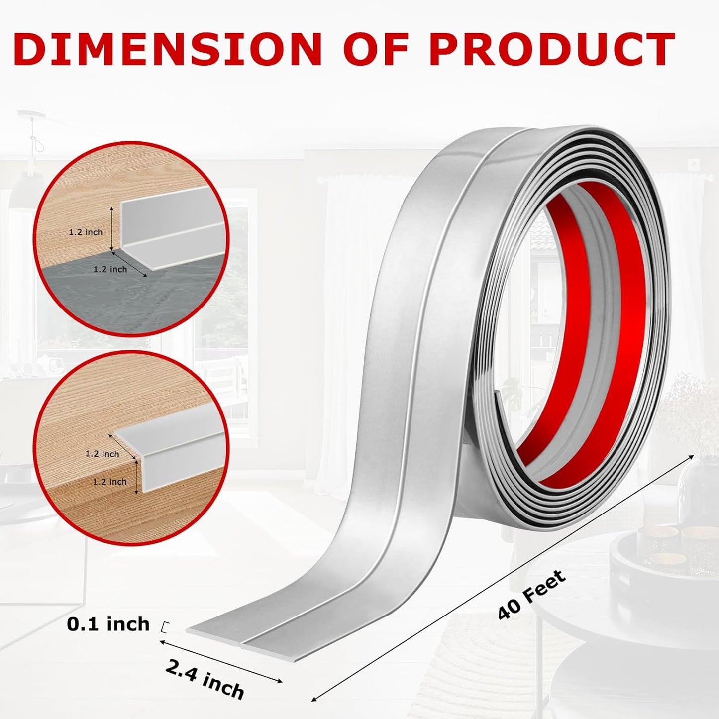 Flexible Peel and Stick Wall Corner Guards - Edge Protector Self Adhesive Trim Strip for Wall Edge (Silver, 2.4 in x 40 Ft)