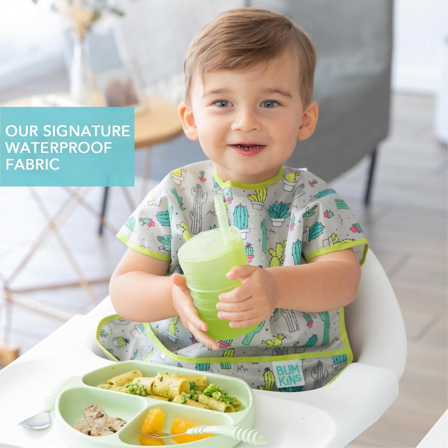 Bumkins Bibs - Toddler Bibs, Waterproof, Large for 1-3 Years, Short Sleeve