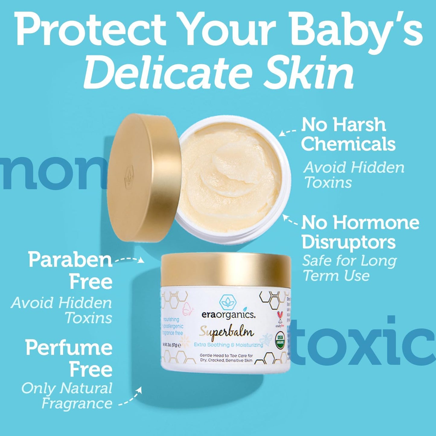 Era Organics Healing Ointment for Babies - USDA Certified Organic Natural Moisturizer Gentle on Sensitive Skin Prone To Baby Eczema, Cradle Cap (Infant Seborrheic Dermatitis), Rashes, Hives and More