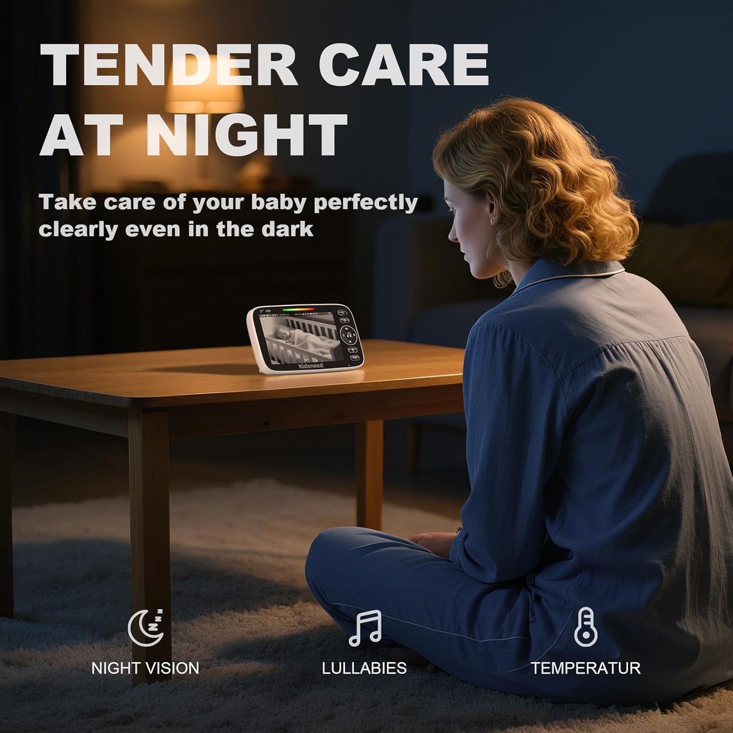 Baby Monitor with Camera and Audio – 720P Baby Camera No Wifi, 5 inch Screen,48 Hours Battery Life, Night Vision, Remote Pan& Tilt& Zoom，Two-Way Talk, Lullabies, Thermal Monitor, 1000ft Range