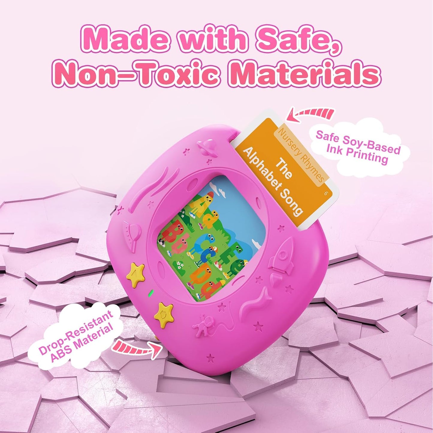 Toddlers Talking Flash Cards with American Accent & 144 Sight Words, Speech Therapy Toys for 3 4 5 6 Years Old Boys and Girls (Pink)